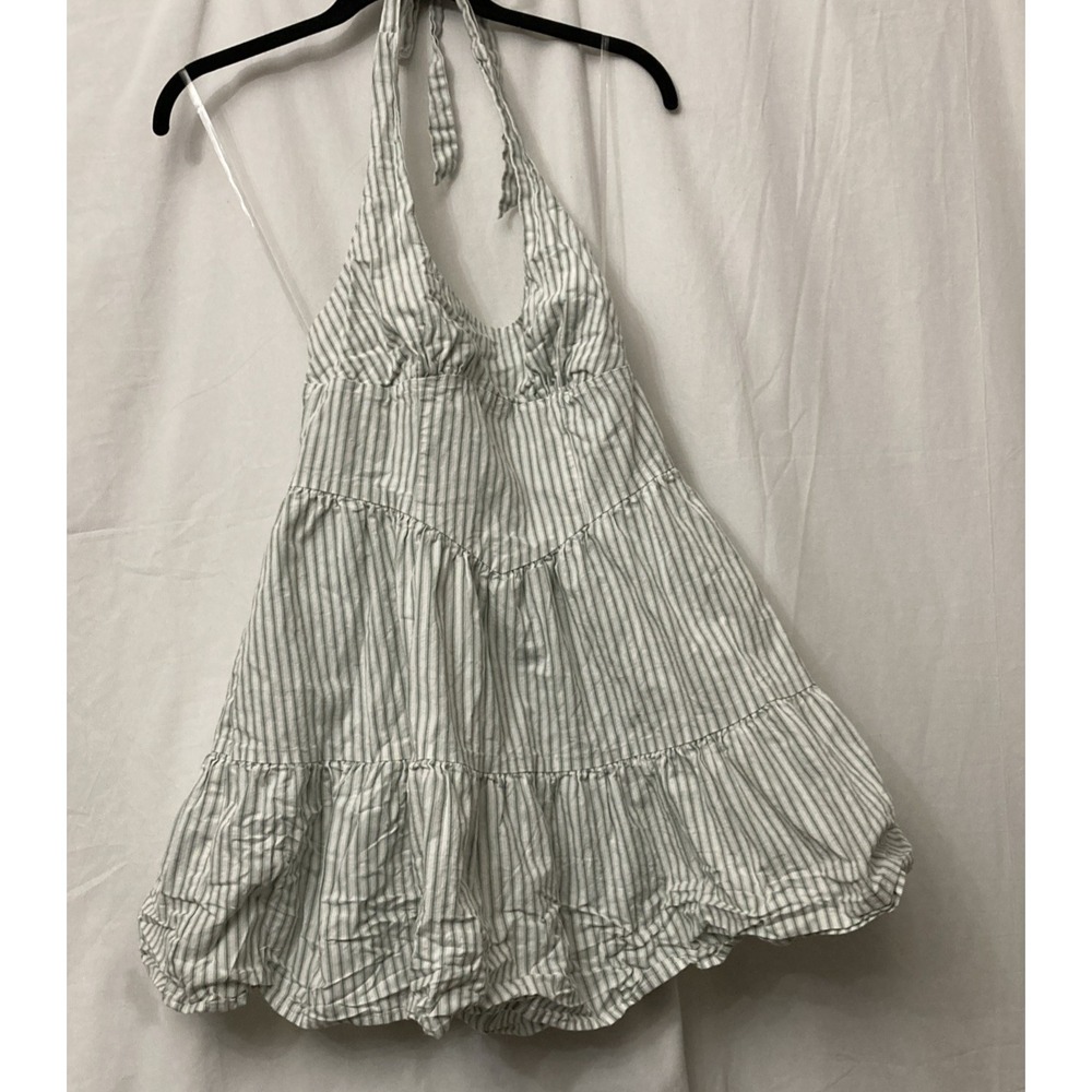 Wild Fable Women's‎ Green & White Striped Fit & Flare Halter Top Dress - SZ M